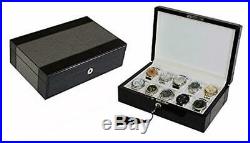 10 Piece High Gloss Piano Black Men's Watch Box Display Case Collection Jewelry