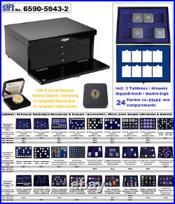 2 Euro Coin Capsules 26 Cabinet Case Black Piano 288x 34mm SAFE 6590-5946-1