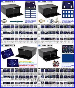 2 Euro Coin Capsules 26 Cabinet Case Black Piano 288x 34mm SAFE 6590-5946-1