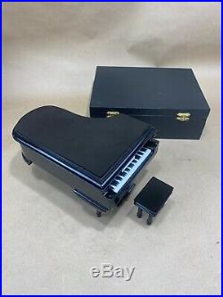 2 Pound Baby Grand Piano Music Box Black Miniature 8.5x6Rare Antique Old Case