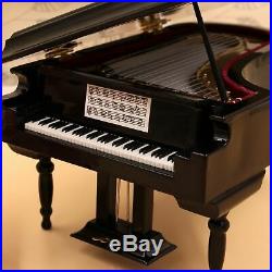 2XBlack Baby Grand Piano Music Box with Bench and Black Case (Music of the2H8)