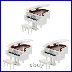3 pcs Piano Musical Box Toy Piano Model Black Case Musical Boxes