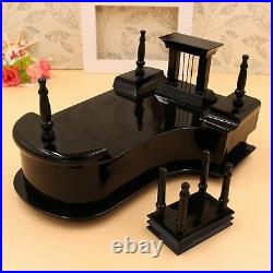 3XBlack Baby Grand Piano Music Box with Bench and Black Case Music