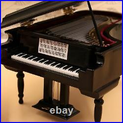 3XBlack Baby Grand Piano Music Box with Bench and Black Case Music