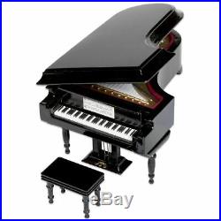 3XBlack Baby Grand Piano Music Box with Bench and Black Case Music of the V4K3