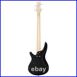 4 String Electric Bass Guitar Piano Black Full Size Carry Case Strap Chord NEW