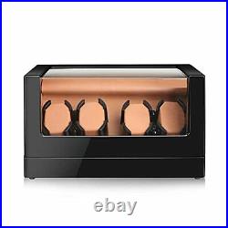4 Watch Winder Case, Black Piano Paint Automatic Watch Winder Box Black-Brown