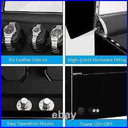 4 Watch Winder Case, Black Piano Paint Automatic Watch Winder Box Black-LED