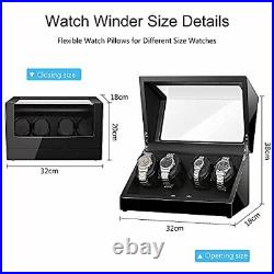 4 Watch Winder Case, Black Piano Paint Automatic Watch Winder Box Black-LED