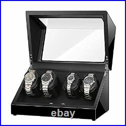 4 Watch Winder Case Piano Paint Automatic Watch Winder Box for 4 Watches Black