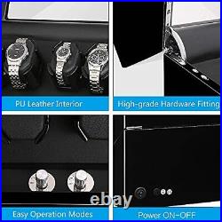 4 Watch Winder Case Piano Paint Automatic Watch Winder Box for 4 Watches Black