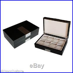 8 Black Piano Gloss Lacquer Oversized Watch Display Jewelry Case XL Storage Box