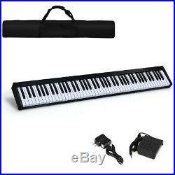 88 Key Digital Piano Midi Keyboard With Pedal And Portable Carrying Case Black