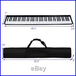 88 Key Digital Piano Midi Keyboard With Pedal And Portable Carrying Case Black
