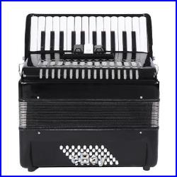 Accordion 48 Bass Buttons 26 Treble Keys Piano Concertina Case Straps Set Black