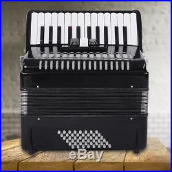 Accordion 48 Bass Buttons 26 Treble Keys Piano Concertina Case Straps Set Black