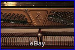 Atlas Mod A20 upright piano with a black case and cabriole legs. 12month warranty