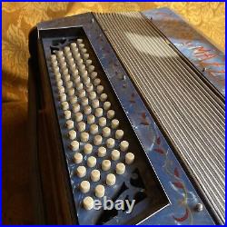 Beautiful Working Accordion 80 Bass Mazzini Vintage Blue Piano Squeeze Box Case