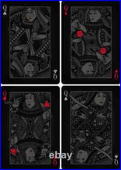 Bicycle Playing Cards Double Black (4 Deck Set + Luxury Piano Case) RARE