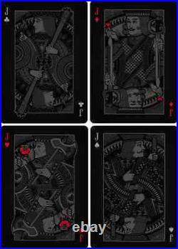 Bicycle Playing Cards Double Black (4 Deck Set + Luxury Piano Case) RARE