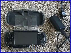 Black Sony PSP2001 Bundle with 6 Games Charger Case New Battery Great Condition
