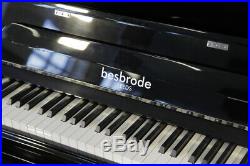 Brand new, Besbrode SU 112 upright piano with a black case. 5 year warranty