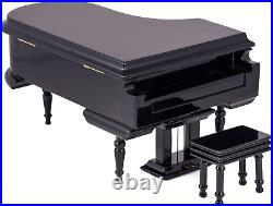 Broadway Gifts Black Baby Grand Piano Music Box with Bench and Black Case