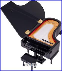 Broadway Gifts Black Baby Grand Piano Music Box with Bench and Black Case