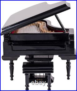 Broadway Gifts Black Baby Grand Piano Music Box with Bench and Black Case