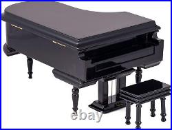 Broadway Gifts Black Baby Grand Piano Music Box with Bench and Black Case Play