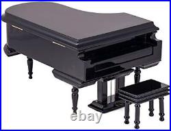 Broadway Gifts Black Baby Grand Piano Music Box with Bench and Black Case Play