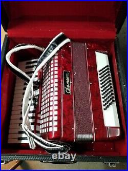 CHANSON 72 Bass Piano Red Accordion in Case #644