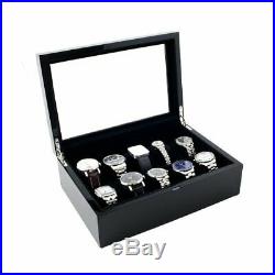 Caddy Bay Collection Piano Glossy Black Wood Watch Case Display Storage Box