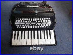Chanson Piano Accordion 24 Bass, Black, In Good Working Order, With Case