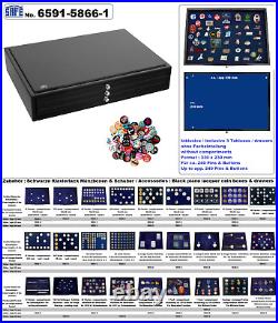 Coin Case Square Coin Capsules Black Piano Safe-6591-5846-1 3 Drawers 15x50mm