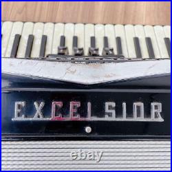 EXCELSIOR 302MM Accordion Black with leather soft case Tested Working from Japan