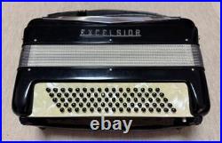 EXCELSIOR Accordion MOD. 580 Black With Case Excellent Condition ships from Japan