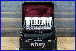 Elka Model 410 120-Bass 41-Key 7-Treble Switch Black Piano Accordion withCase