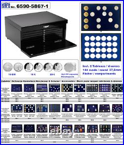 Euro-Course-Coin-Sets Cabinet-Case-Black-Piano 60x Sets Safe 6590-5861-1