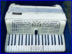 Excelsior 120/41 Button Piano Accordion Case Pearl Vintage Instrument ART DECO