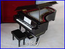 GRAND PIANO Music Box 7x5 Plays BLUE DANUBE Black Case Great MUSIC Gift NEW
