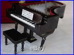 GRAND PIANO Music Box 7x5 Plays BLUE DANUBE Black Case Great MUSIC Gift NEW