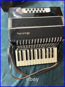 Galotta Vintage Black 12 Bass Piano Accordion With Leather Straps Junior Size