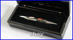 Genuine Gemstone Globe Handmade Rollerball Pen Black with Black Piano Finish Case