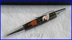 Genuine Gemstone Globe Handmade Rollerball Pen Black with Black Piano Finish Case