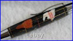 Genuine Gemstone Globe Handmade Rollerball Pen Black with Black Piano Finish Case