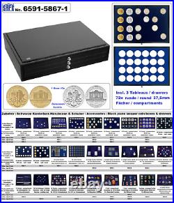 Gold Coins Silver Coins 1 Oz Coin Case Black Piano 72x46mm Safe-6591-5947-1