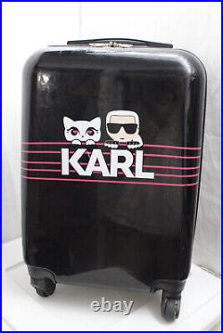 Karl Lagerfeld and his Iconic White FurBall Cat Piano Black Carry On Hard Case