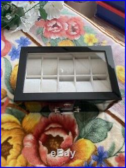 Lionite Mele 20 Piano Black Wooden Watch Lockable Storage Case Box