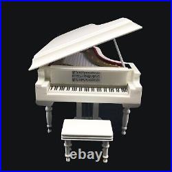 Mylifestyle White Piano Music Box with Bench and Black Case Musical Boxes Gif